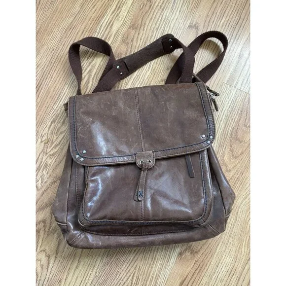 THE SAK Convertible VENTURA GENUINE LEATHER Backpack Crossbody Brown Distressed - Picture 1 of 13